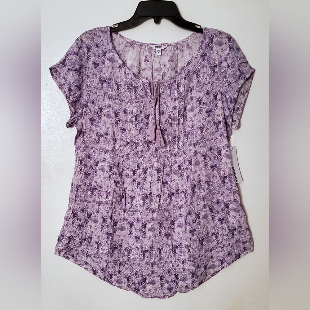 :🌸 Sonoma Lavander Floral Peasant  Women's Tee. NWT